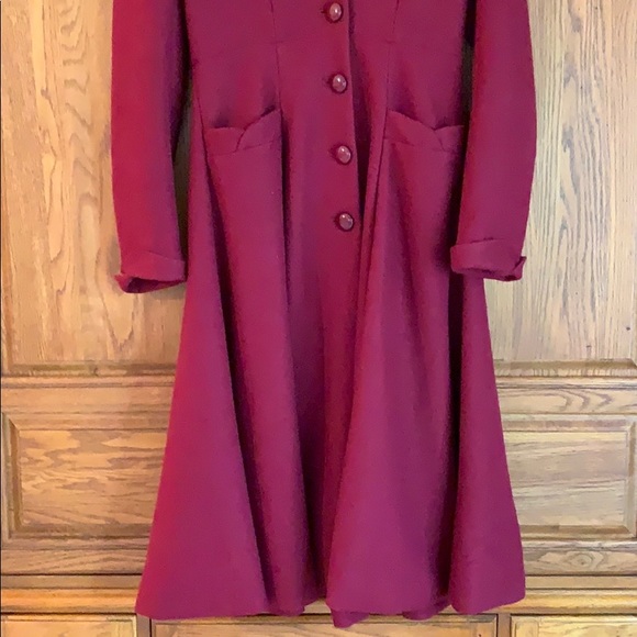 NWT Collectif Village Long Deep Red Peacoat - Picture 2 of 8
